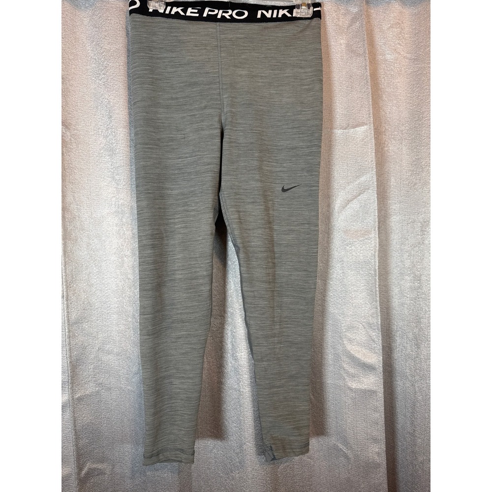 Nike Pro Dri Fit Women Grey Compression Leggings Athletic Workout Size M